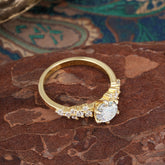 Round Moissanite Promise Ring Sparkling Look Six Claw Mount